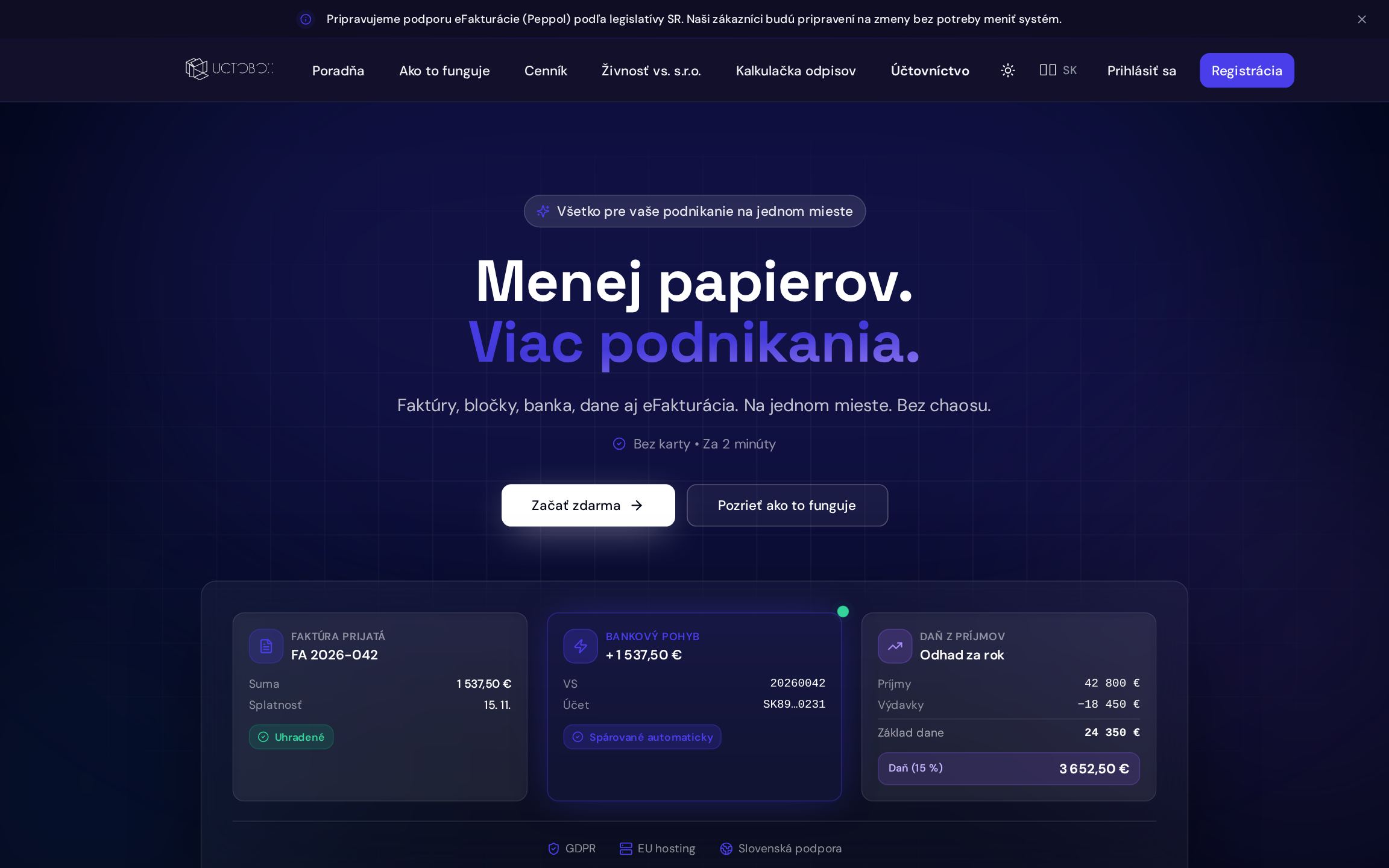 Náhľad webu ÚčtoBox na počítači